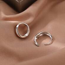 1 Pair Of Stylish Geometric Hhoop Earrings Jewelry For Women's Daily Wear - Silver - View 5