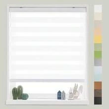 Standard Cordless Custom Zebra Roller Shades And Blinds Basic, White, W 24 X H 48 Inch Dual Layer Sheer For Day And Night Light Control Privacy, 20 To 105 In Height - 24Wx48H01whitecustom - View 6