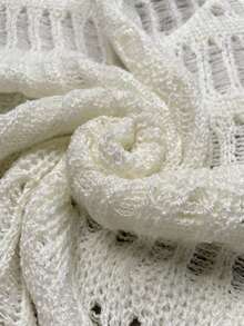 Women's Summer Loose Crochet Lace Cover Up - Beige - View 7