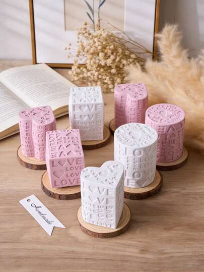 1Pc/3Pcs Geometric Heart-Shaped LOVE Silicone Mold,Home Decor,Room Decor,Wedding Decor,Table Decor,Handmade Aromatherapy Candle Mold,Soap Mould,DIY Epoxy Resin Gypsum Mould,Gift For Woman,Birthday Gift,Best Friend Gifts,DIY Gift,Couples Gift