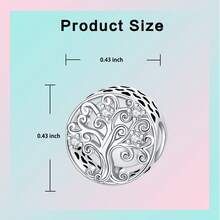 1pc S925 Silver Plated Copper Life Tree Bead Pendant, Couples/Best Friends Matching, Romantic Gift For Valentine's Day, Anniversary, Birthday, Versatile Daily Wear - Mixed Colors - View 12