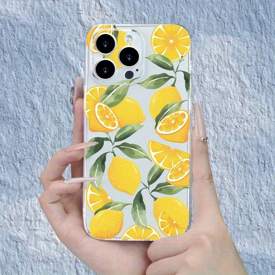 1pc Phone Case - Premium Lemon Phone Case With A High-End Feel And Advanced Lens Protection, Suitable For Both Men And Women, Compatible With  15, 15 Plus, 15 Pro, 15 Pro Max, 14, 14 Plus, 14 Pro, 14 Pro Max, 13, 13 Mini, 13 Pro, 13 Pro Max, 12valentine's Day Phone Cases  16 Case  Case  17 Pro Max Case - Clear - View 1