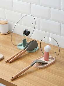1pc Nordic Style Pot Lid Storage Rack, Kitchen Countertop Pot Lid Holder, Utensil Rack, Multi-Functional Drain Rack And Tray, Kitchen Utensil Rack, Stove Spoon Rack, Can Hold Spoons, Spatulas, Chopsticks And Tongs Kitchen Storage Rack, Keep Countertop Dry, Prevent Water Dripping On Tabletop, Kitchen Storage, Multi-Functional Kitchen Supplies, Kitchen Supplies, Kitchen Spoon Rack, Kitchen Decoration And Accessories, Kitchen Essentials - Multicolor - View 3
