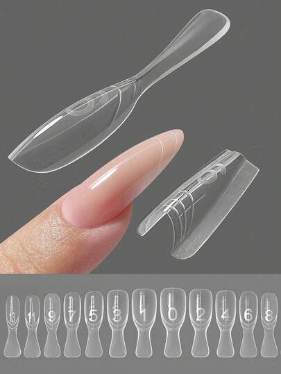 240pcs/Box Sandwich Style Double-Layer Nail Extension Tips, New Oval Shaped Nail Extension Top Layer & Bottom Layer, Quick Nail Extension
