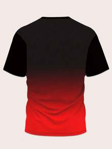 AICJ 2 件套男士休闲睡衣套装，皇冠和扑克牌图案 T 恤上衣带口袋，短裤，春夏季家居服 - 酒紅色 - 查看 5