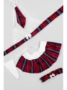 Sexy Schoolgirl Fantasy Chiffon Lace Contrast Summer Costumes - Multicolor - View 1