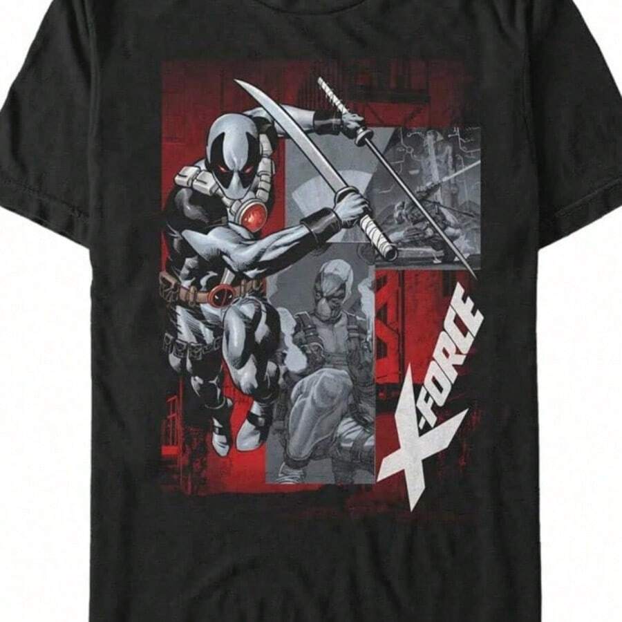 Big Tall Deadpool Dp Comics Mens Tops Short Sve Tee Shirt - Black - View 1