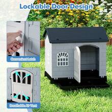 COSTWAY Weatherproof Pet Shelter With Removable Toilet Tray, Grey - one-size - View 3