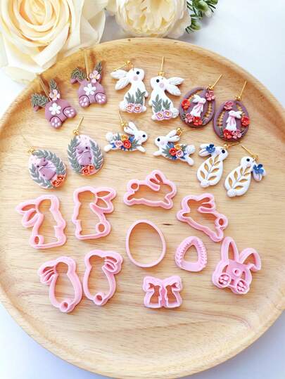 Easter Polymer Clay Cutters, Rabbit Egg Shape Clay Cutters For DIY Earrings Jewelry Making, Lightweight Craft Mold Suitable For Crafters, Polymer Clay Artists, Clay Tools, Easter Gifts