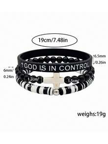 ZIRUISP 3pcs Cross Pendant Bracelet Set, God's Hand Control Silicone Bracelet, Glow-In-The-Dark Bracelet, Polymer Clay Bracelet, Glow-In-The-Dark Boho Y2K Style Jewelry, Christian Faith Prayer Gift For Boyfriend, Girlfriend, Best Friend - Three-piece Glow-in-the-dark Bracelet Set - View 11