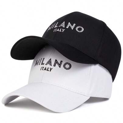 1pc Men's Milano Italy Letter Embroidered Baseball Cap, Streetwear Casual Hat For Spring, Autumn, Travel, Beach Vacation
