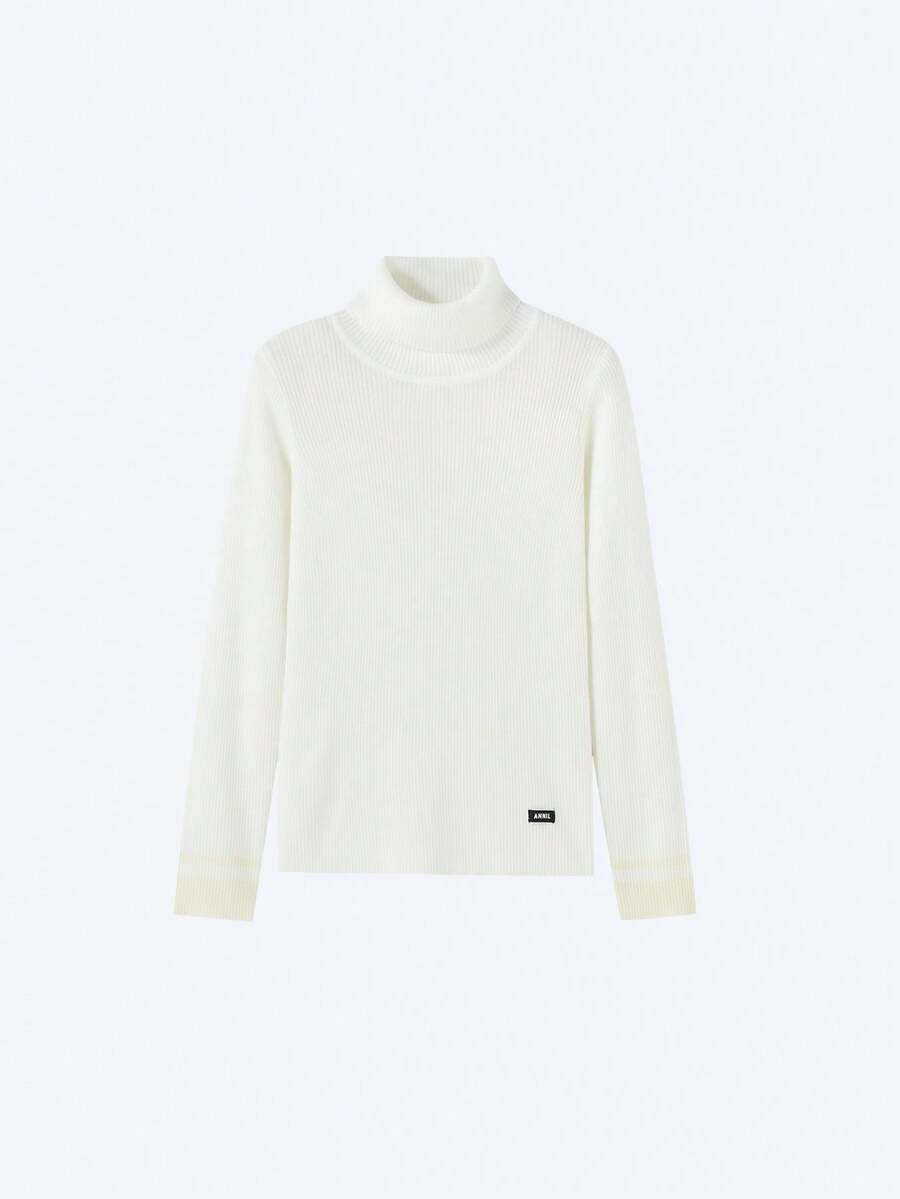Annil 儿童服装 - 男女童高领长袖套头毛衣，采用针织羊毛制成，含棉，保暖且富有弹性，适合冬季穿着。 - 白色 - 查看 1