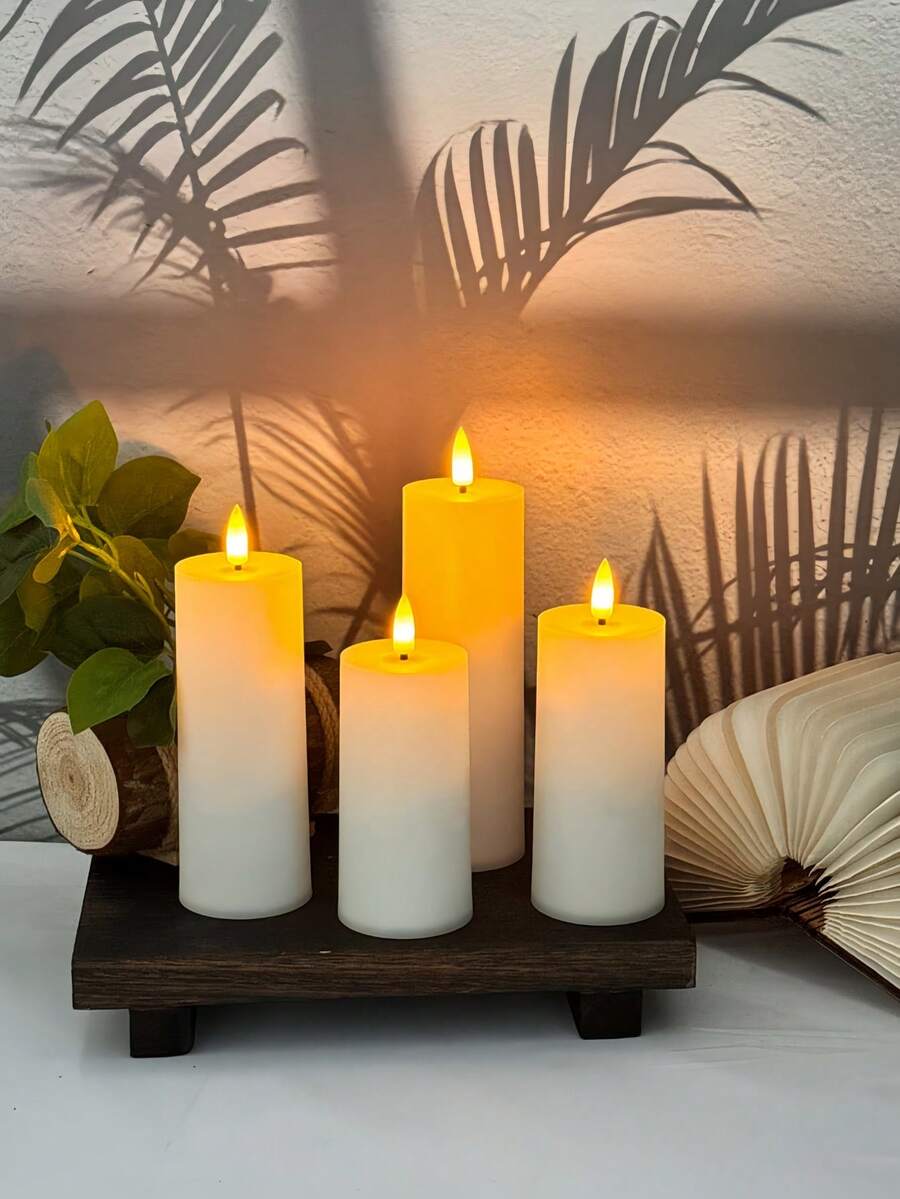 4/12 High-Quality LED Flameless Candles, Battery Powered (Batteries Not Included), With Remote Control 2/4/6/8 Hour Timer, Easy To Use, Suitable For Holidays, Parties, Weddings And Home Décor.