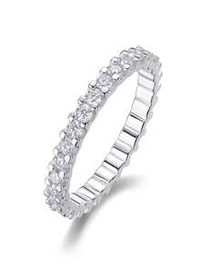 925 Sterling Silver Moissanite Ring, Suitable For Banquet, Party, Official Occasions, Festivals, Valentine's Day, Engagement, Wedding, Anniversary, Birthday Gift, With Certificate - Silver - View 13