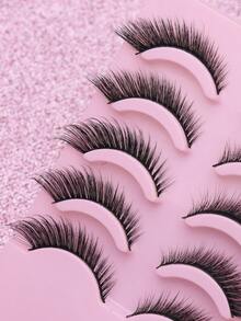 FOX 5 Pairs Natural Eye Tail False Eyelashes  Fluffy Soft Dramatic 3D Mink Lashes Long Wispy Eyelash Cilia,Multi-Layered Eyelashes Short Thick Fake Eyelash Extension Bulk False Eyelashes Makeup Products100% Natural Fake Lashes Comfortable To Wear Handmade Upper Lash Winged End Eye Elongated Eyelashes Natural Realistic Eyelash Full Strip Lashes Lasting Cilios Volume Popular Make Up Beauty Tools - 黑色 - 查看 5