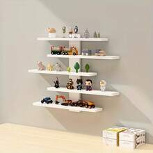 5-Tier Floating Wall Mounted Shelves - Trinket Shelf,Decor & Display Storage For Anime Figurines, Dolls, Green Plants & Statues Ideal For Bedroom & Living Room & Study Room, Kids Room - Màu hỗn hợp - Xem 3