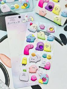 High Quality 3D Cute Stickers, Interesting Shiny Embossed Decor, Random Gemstone Colors, Stereoscopic Interesting Japanese Anime Stickers, Crystal Stickers, Solid Material, Exquisite Stereoscopic Shape, Self-Adhesive Waterproof Non-Stick Decorative Stickers - Multicolor - View 6