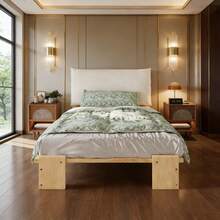 Bed Bases & Foundations - Natural + Wood+Fabric + 90cm*200cm - View 1
