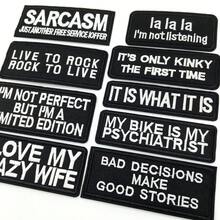 9pcs Embroidered Patch Iron On Black White Letters, Sew On DIY Clothing Patches For Jacket Backpack Hat Denim, Washable Reusable Slogan Patches Set - F - View 3