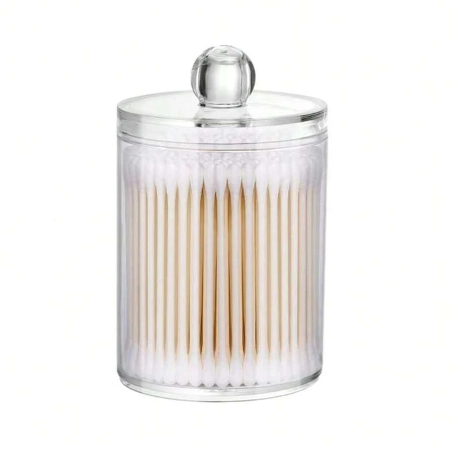 Kit Completo Porta-Cotonetes e Algodão 3 Peças - Organização Prática e Elegante para Seu Banheiro - Transparente+1PC - Visão 1