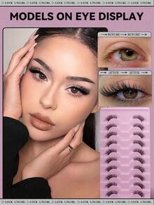 10 Pairs Cat Eye, Fox Eye, Upturned Winged False Eyelashes, Thin Cat Eye, Fluffy & Thick Eyelashes, Create Charming Eye Makeup For Party, Holiday, Ball, Daily Commute, Suitable For Beginners And Various Occasions - Multicolor - View 2