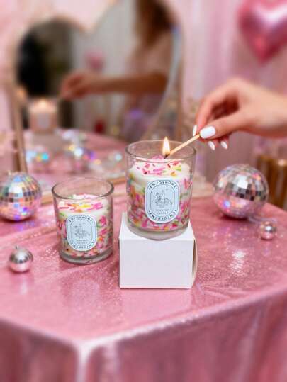 1pc Happy Birthday Cake Day, Candy Candle, Creative Candle, Canned Candle, Aromatic Candle, Candy Fragrance Gift, Home Decoration, Birthday Decoration, Birthday Candle, Decoration, Graduation Ceremony, Home Decoration