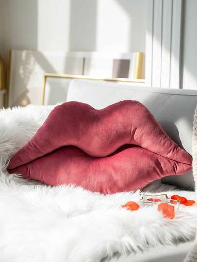 Chic Red Lip Plush Pillow - Soft & Cozy Decorative Throw For Sofa, Perfect For Home Decor, Birthdays, Valentine's Day & Anniversaries - Cute & Fashionable Pink And Red Kiss Design