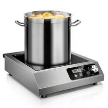 1800W Commercial Induction Cooktop: Features 10-Level Precision Power Control And Low-Noise Cooling For Home Chefs And Party Catering,With Knob And LCD Screen - Silver - View 3