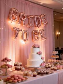 10个“新娘”字母气球，16英寸玫瑰金心形铝箔气球，适用于婚礼派对、单身派对、订婚装饰、婚礼装饰用品 - 玫瑰金 - 查看 2