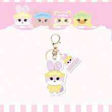 New Acrylic Cartoon Character Keychain Pendant, Black/Pink - Multicolor - View 4
