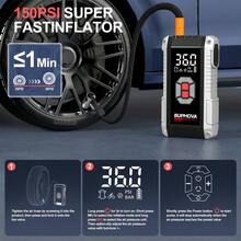 BUPMOVA Jump Starter With Air Compressor, 8000A 150PSI Portable Car Battery Jump Starter (All Gas/10.0L ), Jump Box Portable Jumper Cables LCD Display, 2 Lights - 黑色 - 查看 5