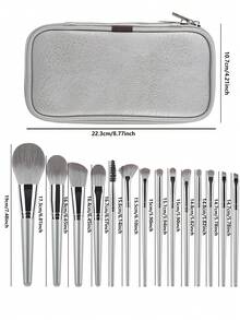 14 Travel Makeup Brush Sets-Basic Foundation Powder Concealer, Eye Shadow, Blush Makeup Brush With Travel Makeup Box. - Multicolor - View 3