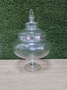 Clear Glass Apothecary Jar With Lid Decorative Storage Approx 33cm - 1PC - View 2