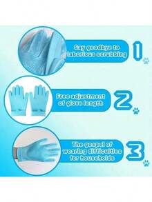 1 Pair Kitchen Silicone Dishwashing Gloves, Housework Cleaning Waterproof Insulation Magic Gloves, Dishwashing Brush, Dishwashing Gloves For Household Chores, Household Dishwashing Artifact, Waterproof,Kichen Essential,Pet Washing Gloves,Pet Grooming Gloves For Bathing And Hair Removal, Dogs And Cats Bath Shampoo Brush, Soft And Durable Silicone Scrubber Glove - Multicolor - View 8