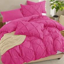 VACVELT - Juego de 2 fundas de almohada pintuck de tamaño estándar color gris claro fundas de almohada decorativas con cierre de sobre fundas de almohada de microfibra plisadas de pellizcos - Rosa fuerte - Ver 3