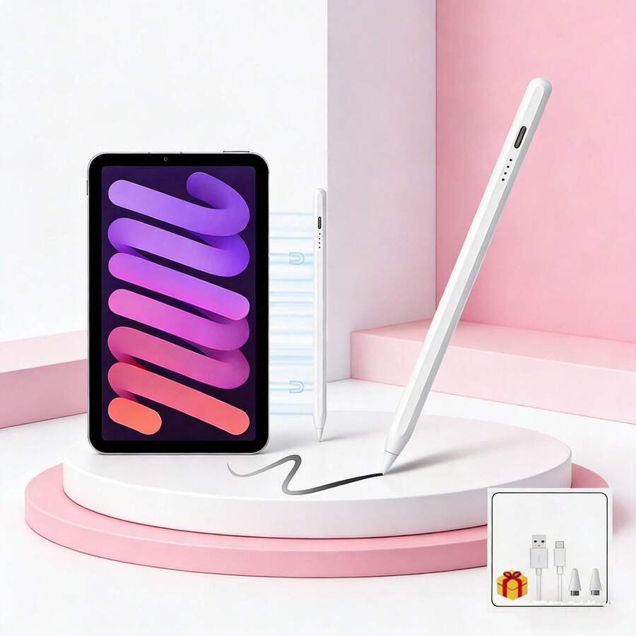 1pc Stylus Pen, Compatible With Apple (2025-2018), High Tilt Sensitivity, Fast Charging, Suitable For Pencil, Compatible With 11th A16/10/9/8/7/6th & Pro 13/12.9/11(M5) M4) And M4 Air 13/11(M3/M2) And Mini A17 Pro/6/5 - White - View 1