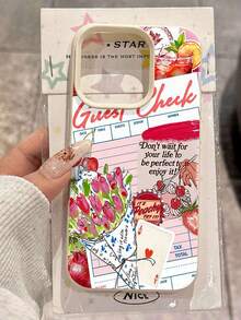 Escena romántica y colorida de cafetería con cócteles, flores y una frase alegre. Esta elegante funda es compatible con Samsung, Apple, OPPO, , etc. Fabricada en TPU flexible, resistente a golpes y arañazos, ofrece una excelente protección contra caídas y un agarre cómodo. Es un regalo ideal para familiares, amigos y seres queridos, y una opción perfecta para festivales. - Blanco - Ver 3