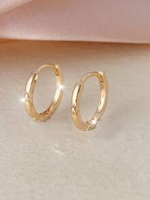 1件极简竹节指环耳环，小众优雅百搭金色耳环 - 耳環 - 查看 7