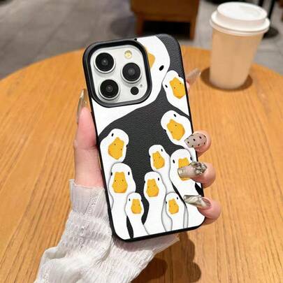 Duck 1pc TPU Material Cute Big White Goose Pattern Phone Case, Suitable Compatible With Iphone 17 Pro Max/17/16 Pro Max/15/13/12/11, S20 FE/A15/S24/A55, Note 11/Note 12/Note 13 Pro, Full Coverage Anti-Drop Soft Protective Cover