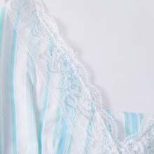 Women's V-Neck Lace Trim Camisole Spaghetti Strap Peplum Crop Tank Tops Loose Sleeveless Ruffle Hem Vest Shirts - 淺藍色 - 查看 9