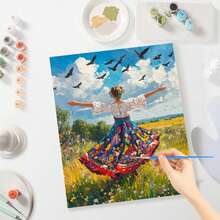 1 Set Sunflower Personalized DIY Digital Oil Painting Kit, Birthday Gift Puzzle Set, No Painting Experience Required, Can Be Used As Wall Art, Easy To Complete Exquisite Artwork, Size 40x50cm - Mustard Yellow - View 13