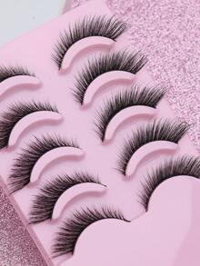 FOX 5 Pairs Natural Eye Tail False Eyelashes  Fluffy Soft Dramatic 3D Mink Lashes Long Wispy Eyelash Cilia,Multi-Layered Eyelashes Short Thick Fake Eyelash Extension Bulk False Eyelashes Makeup Products100% Natural Fake Lashes Comfortable To Wear Handmade Upper Lash Winged End Eye Elongated Eyelashes Natural Realistic Eyelash Full Strip Lashes Lasting Cilios Volume Popular Make Up Beauty Tools - 黑色 - 查看 7