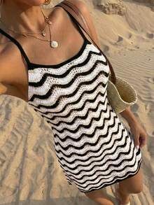 Women's Summer Bohemian Ombre Hollow-Out Sexy Sheer Cover-Up Camisole Mini Dress - Multicolor - View 3