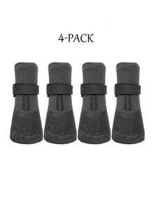 2双/4双装狗狗鞋 - 全天候防滑耐磨防水设计 - 冬季雪地靴、夏季防晒鞋、雨天必备、户外探险装备、老年犬行动辅助鞋、木地板保护鞋 - 黑色 - 查看 20