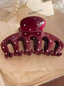 1个/6个/8个纯色休闲ABS塑料波点发夹，优雅红色发爪，适合盘发，2026新款发爪发饰时尚发夹，优雅发饰 - 彩色 - 查看 9