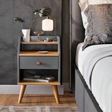Dakota Bedside Table Bedroom Decor - Gris - Ver 2