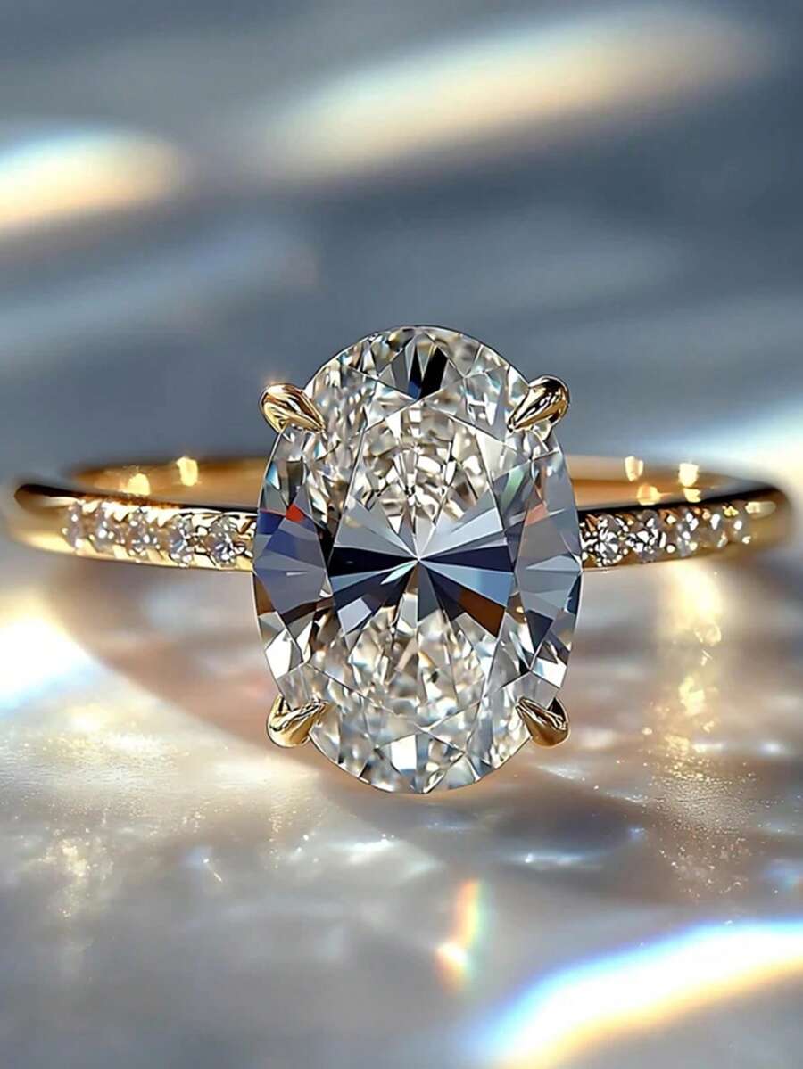 1 PC Gorgeous Cubic Zirconia Ring For Women For Valentine's Day Gift Wedding Anniversary Party Jewelry - Yellow Gold - View 1