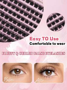 144PCS High Capacity, Volume, Dense, Soft, Natural, Lightweight False Eyelashes With Eyelash Extension, Glue, Sealing, Eyelash Tweezers, False Eyelash Kit, Eyelash Bundles With Mixed Lengths 8-16, Volume C, Easy To Wear, Enlarges The Eyes, Lifts The Eyelash Tail, Essential False Eyelashes For Makeup - Black - View 4