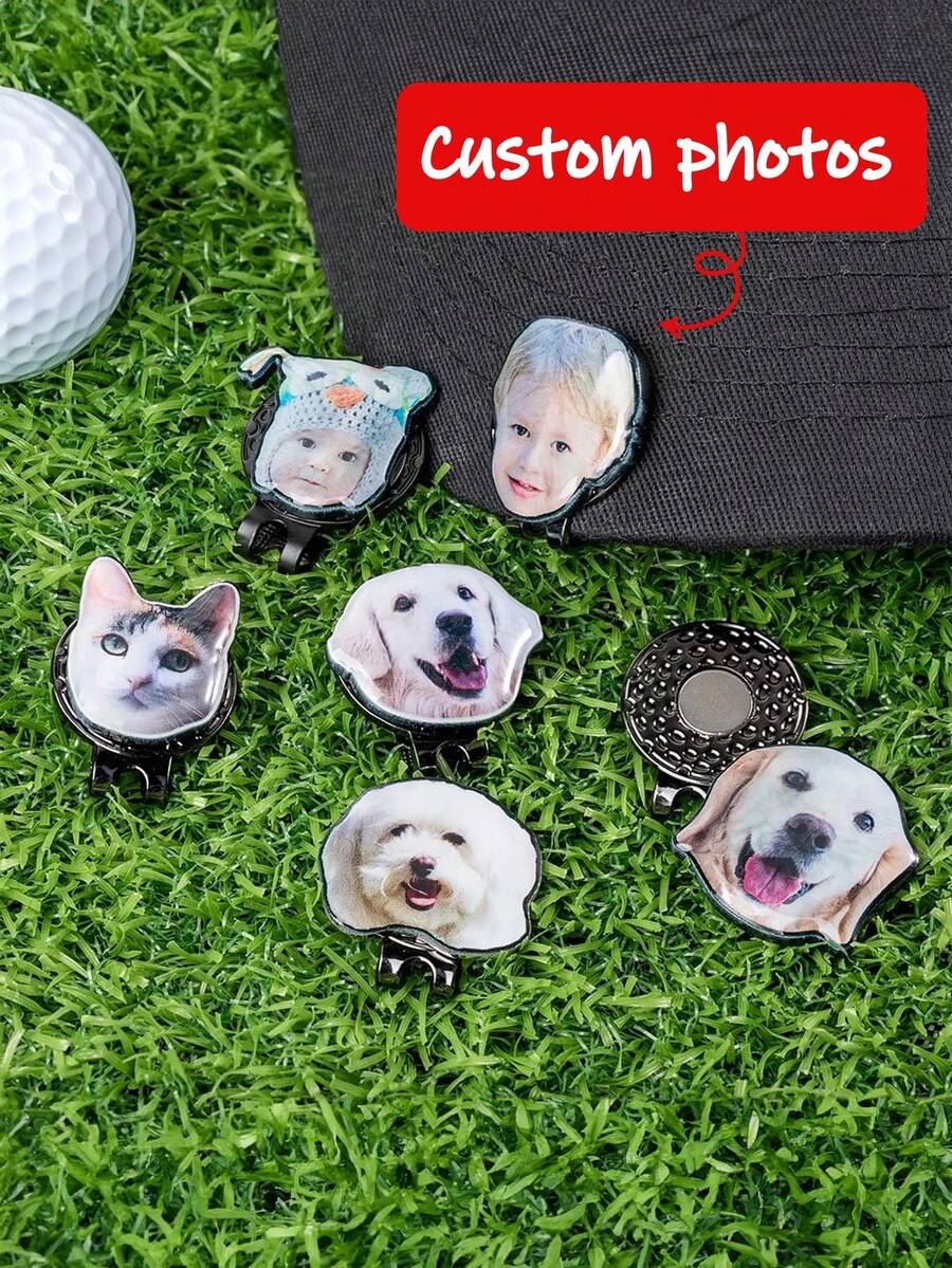 Customizable Photo Hat Clip, Magnetic Golf Ball Marker, Golf Accessories, Custom Pet Or Children Photo Gifts, Personalized Sports Enthusiast Gift - Multicolor - View 1