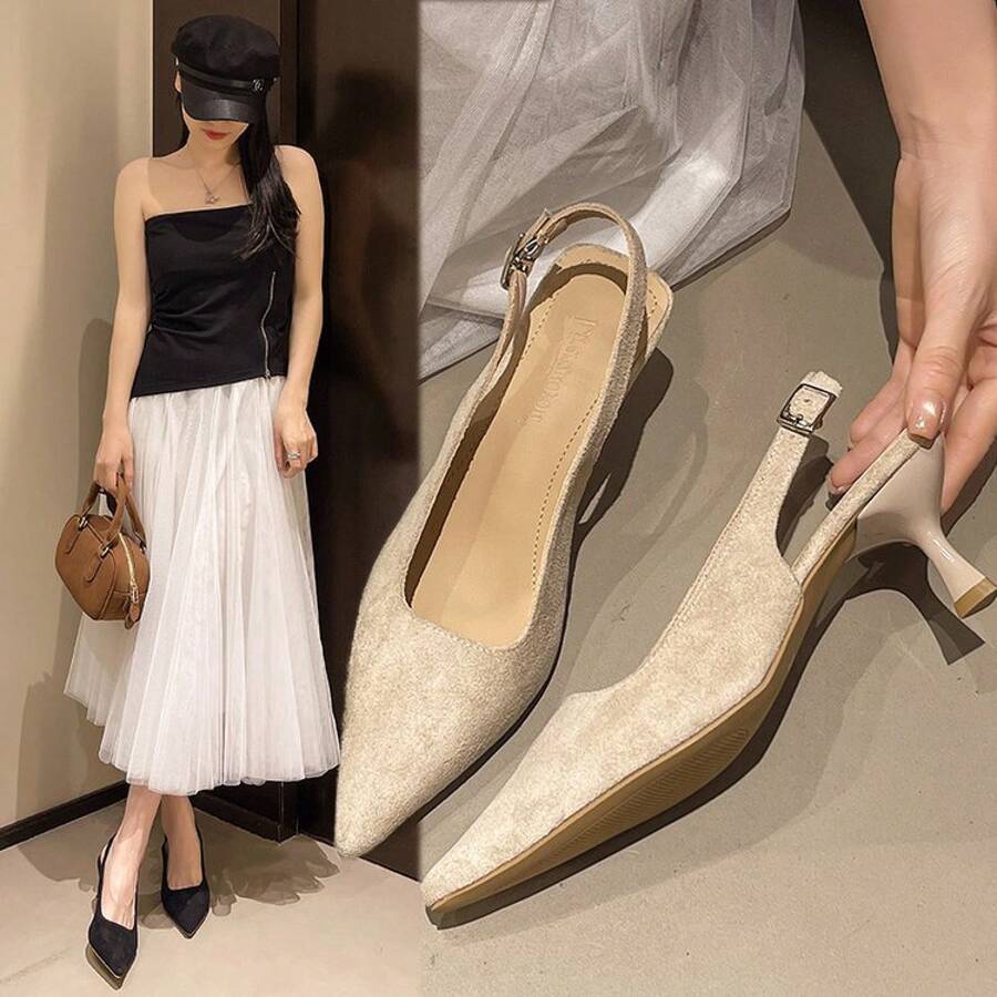 Sandalias para Vestidos Estilo de Hada Versión Coreana Zapatos para Mujeres Verano Nueva Moda Versátiles Tacones Altos para Chicas - Negro - Ver 1
